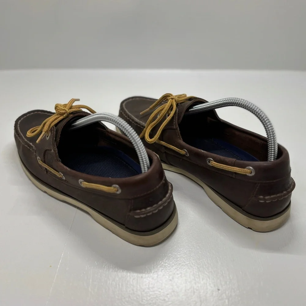 Sperry Men’s Brown Leather Boat Shoes Size 7.5M Classic Moc Toe Deck Shoes